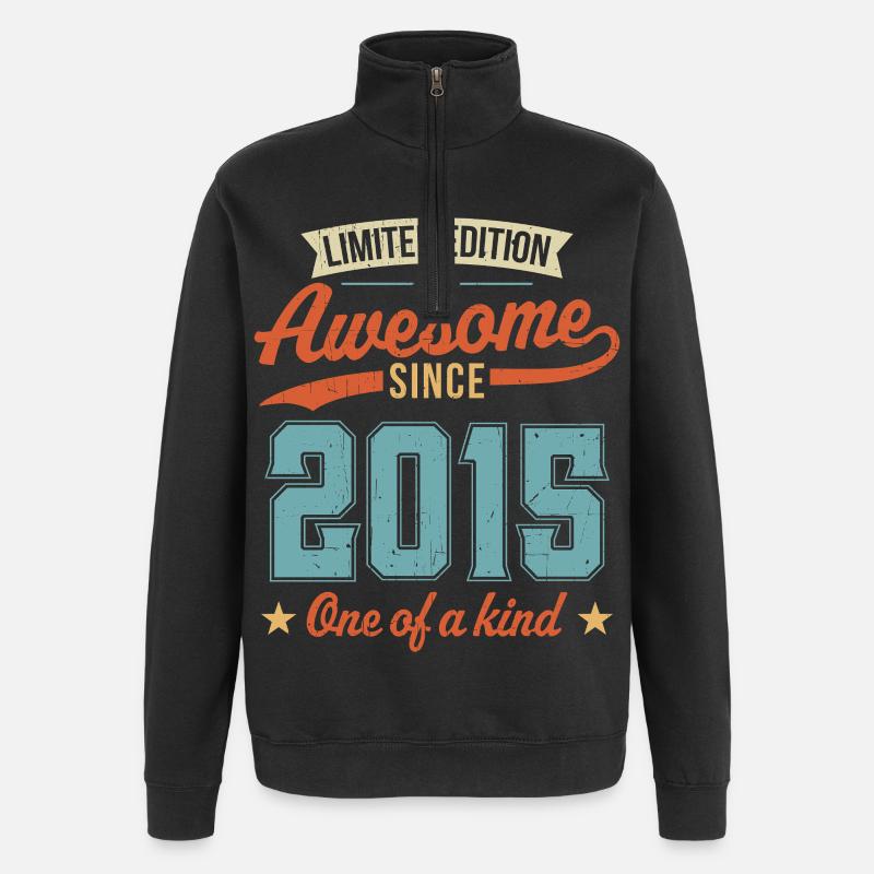 Genial seit 2015 - Quarter-Zip-Sweatshirt - Schwarz