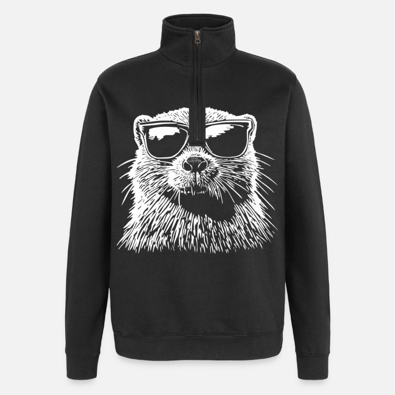 Cool Biber Sonnenbrille - Quarter-Zip-Sweatshirt - Schwarz