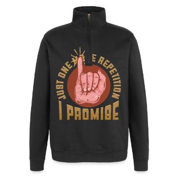 Gehörlos Gehörloser Hörschädigung - Quarter-Zip-Sweatshirt - Schwarz - Vorne - AI Model Female 172 light (172cm) & AI Model Male 178 dark (178cm)
