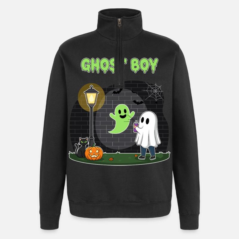 Scène d’Halloween Ghost Boy - Sweat à zip 1/4 - noir