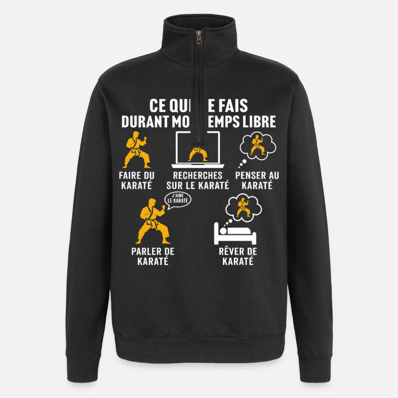In meiner Freizeit mache ich Karate - Quarter-Zip-Sweatshirt - Schwarz