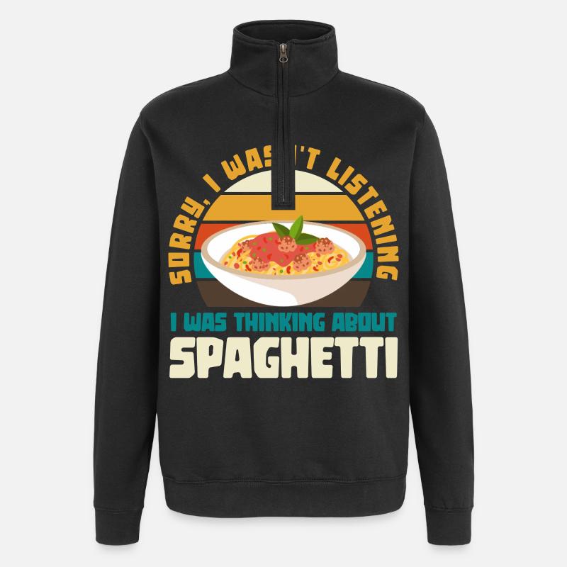 Spaghetti Réflexion Pause Rétro - Sweat à zip 1/4 - noir
