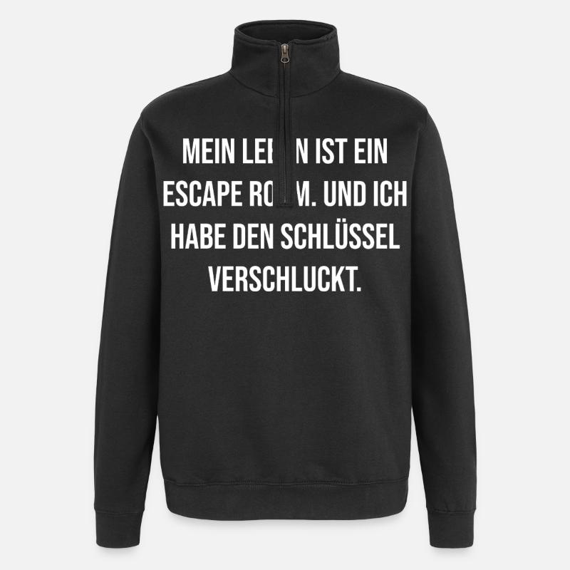 My Life: Escape Room Key-Swallowed - Quarter-Zip Sweatshirt - black