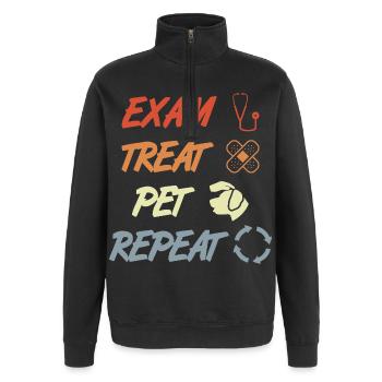 Examen Traiter Pet Répéter - Sweat à zip 1/4 - noir - Devant - AI Model Female 172 light (172cm) & AI Model Male 178 dark (178cm)