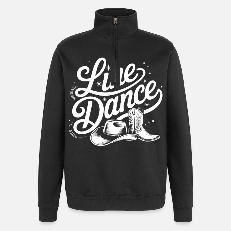 Line Dance Boots Illustration - Quarter-Zip Sweatshirt - black