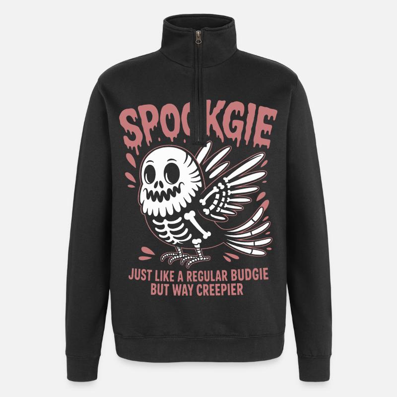 Perruche hantée Squelette Perruche oiseau - Sweat à zip 1/4 - noir