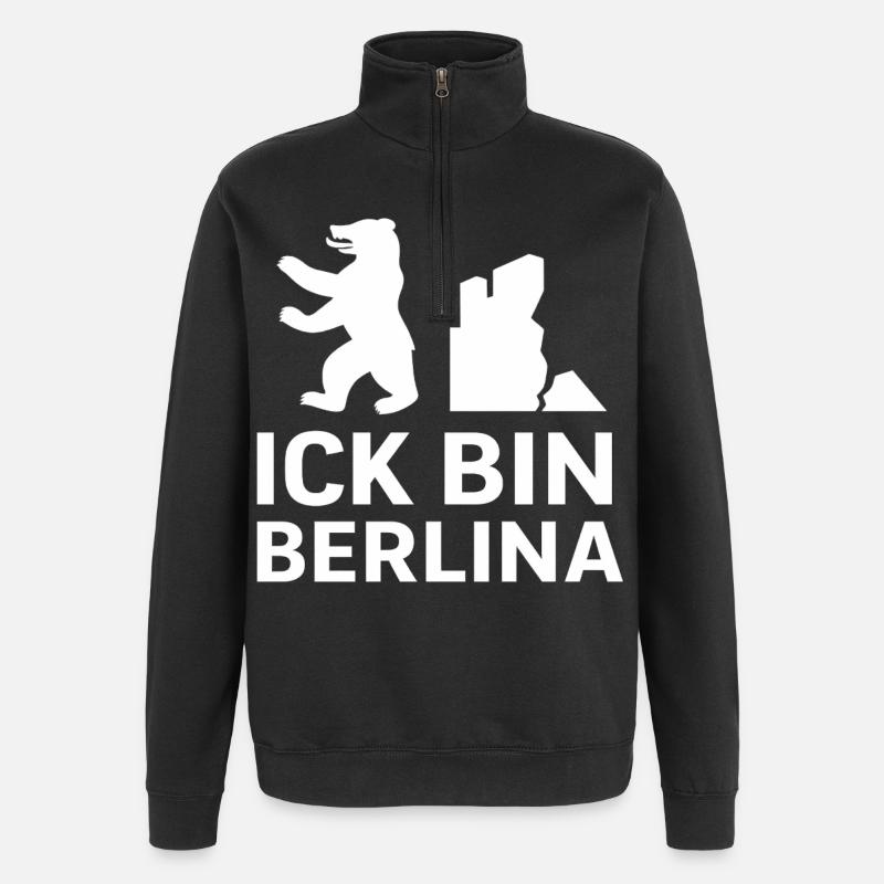 Ick bin Berlina - Quarter-Zip-Sweatshirt - Schwarz