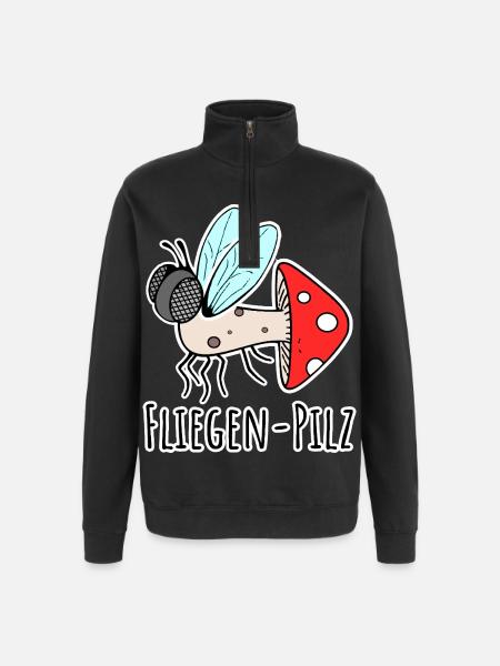 Fly agaric - half fly, half mushroom - Quarter-Zip Sweatshirt - black
