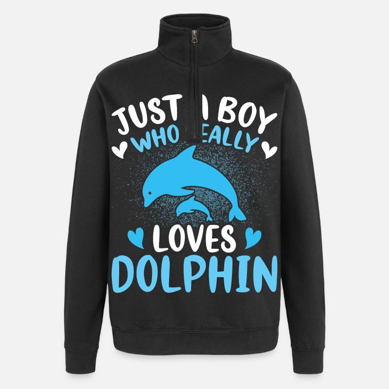 Delfin - Quarter-Zip-Sweatshirt - Schwarz