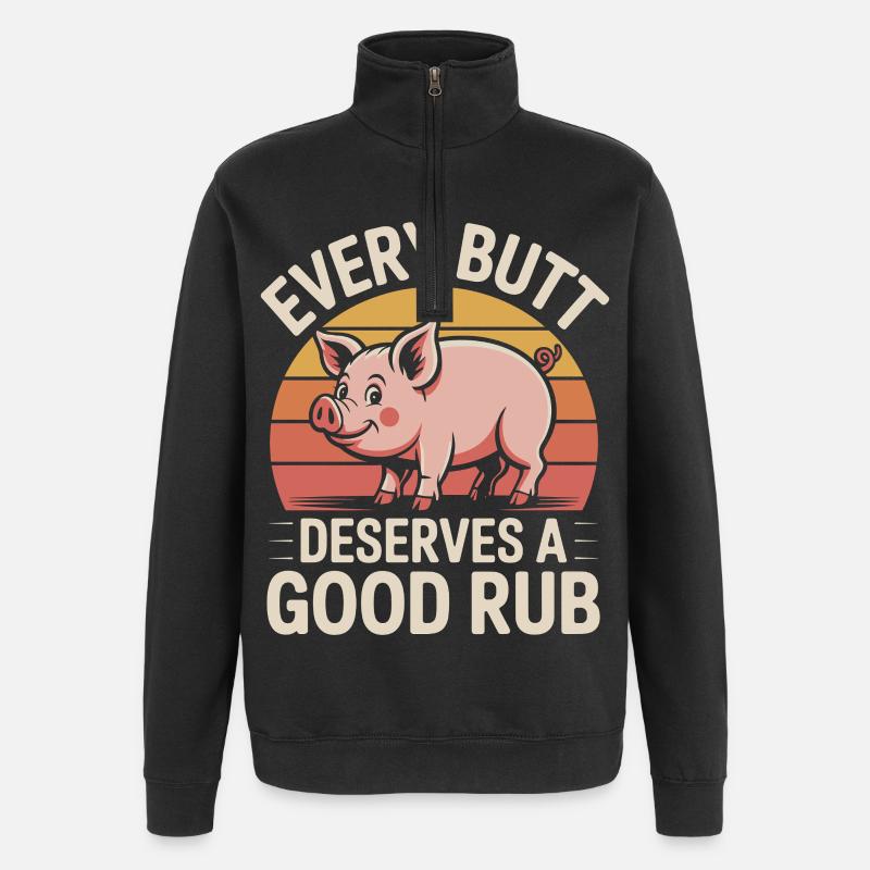 Grilling Griller BBQ Smoker Funny Saying - Quarter-Zip Sweatshirt - black