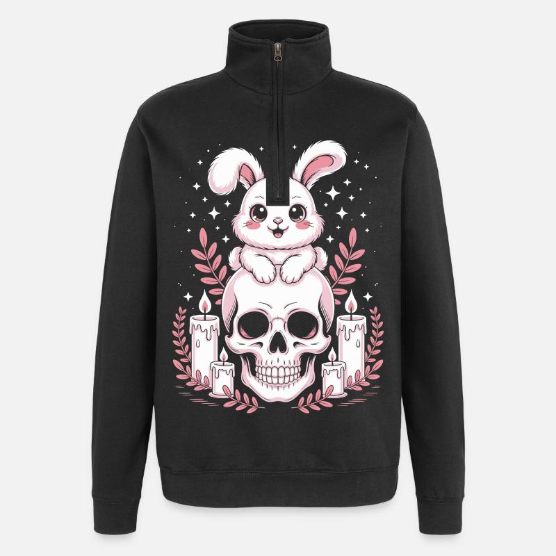 Kawaii Pastel Goth Bunny - Quarter-Zip Sweatshirt - black