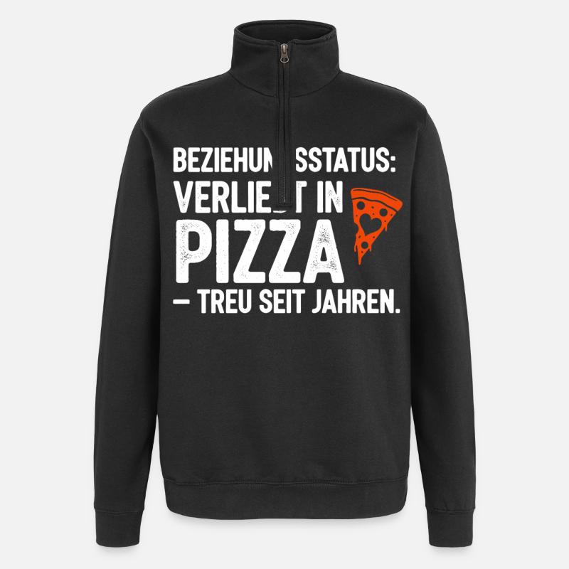 Beziehungsstatus Verliebt in Pizza - Quarter-Zip-Sweatshirt - Schwarz