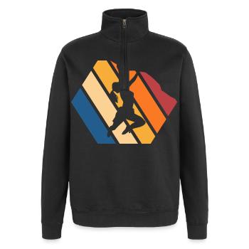 Dynamische Streetdance Silhouette - Quarter-Zip-Sweatshirt - Schwarz - Vorne - AI Model Female 172 light (172cm) & AI Model Male 178 dark (178cm)