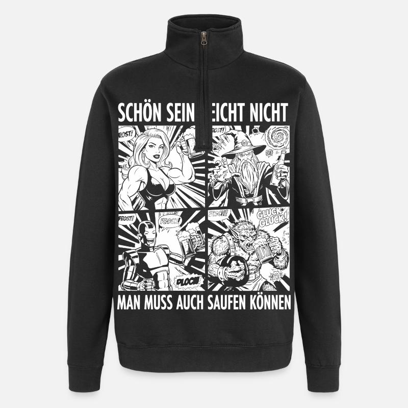Being beautiful is not enough Fantasy - Quarter-Zip Sweatshirt - black