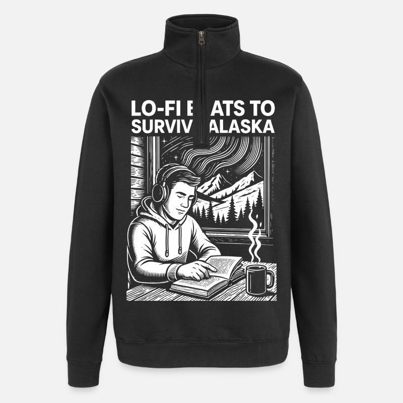 Lo-Fi Beats Alaska Studio - Quarter-Zip Sweatshirt - black