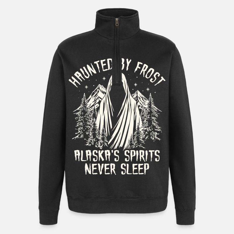 Frost ghosts over Alaska's peaks - Quarter-Zip Sweatshirt - black