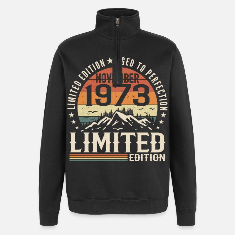 Novembre 1973 Anniversaire Rétro Unique - Sweat à zip 1/4 - noir