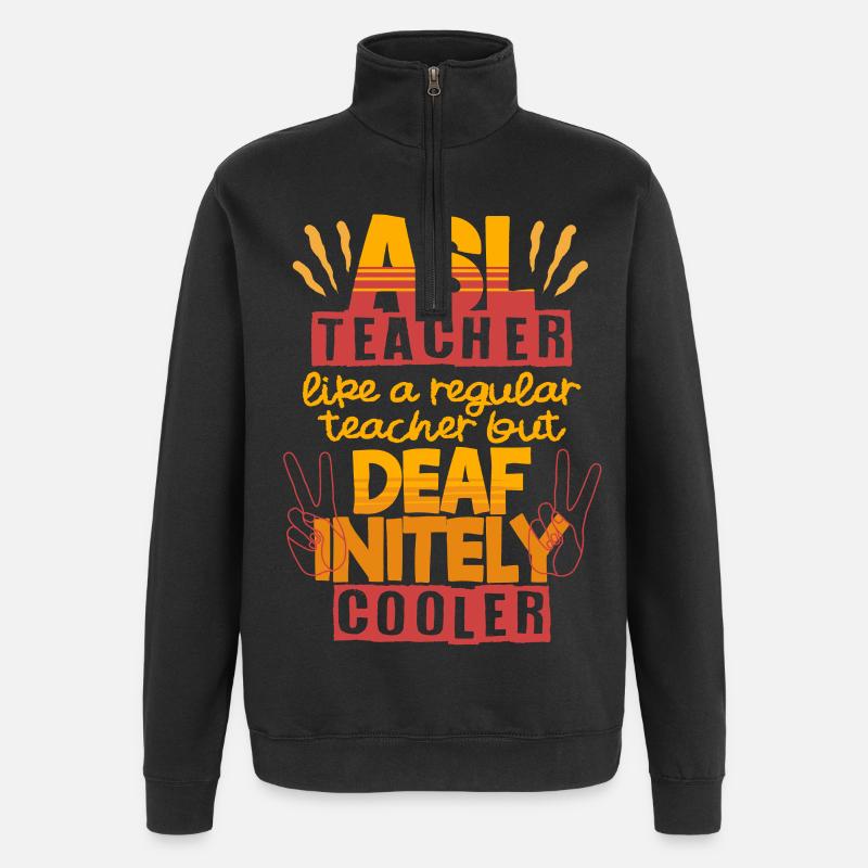 ASL Lehrer Enseignant d’ASL sourd - Sweat à zip 1/4 - noir