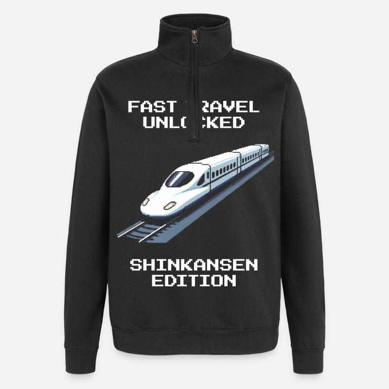 Voyage rapide débloqué | Shinkansen Japon - Sweat à zip 1/4 - noir