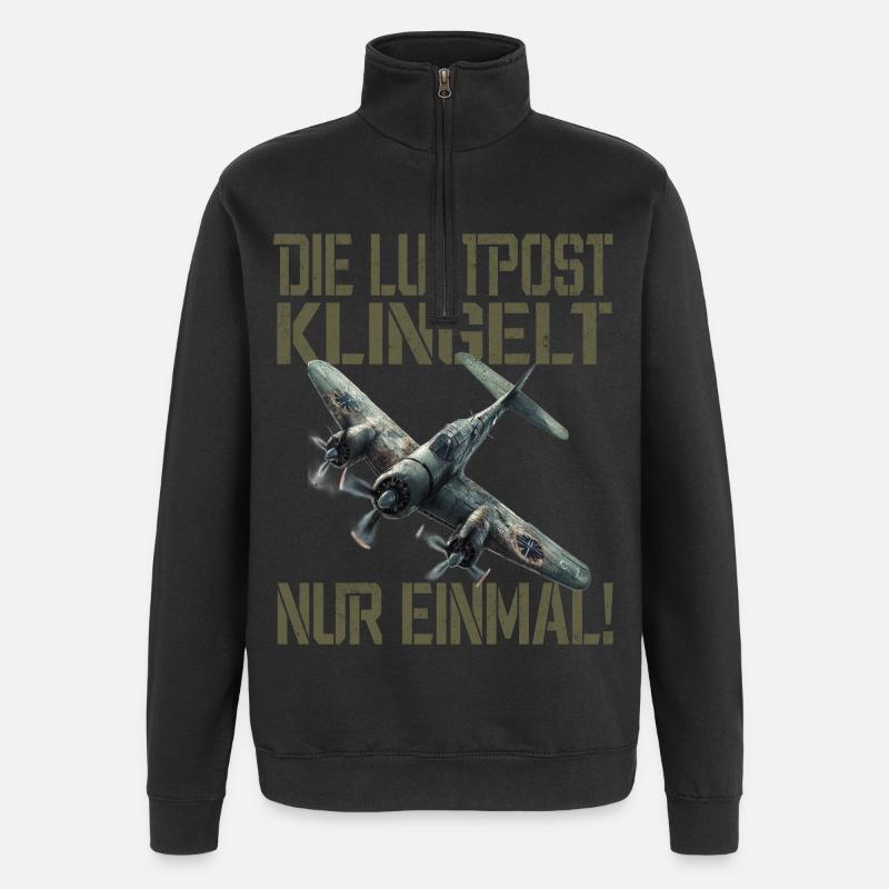 Airmail only rings once Plane - Quarter-Zip Sweatshirt - black