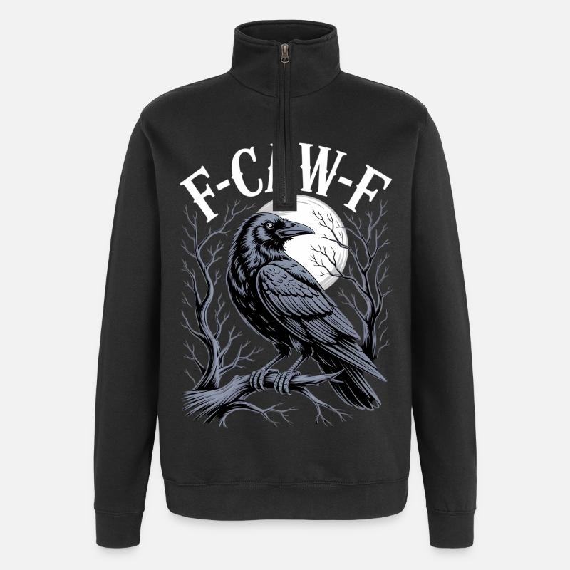 Raven Moon Gothic Emblem - Quarter-Zip Sweatshirt - black