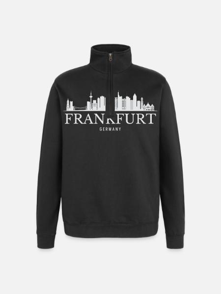 Frankfurt Skyline, Frankfurt Germany - Quarter-Zip Sweatshirt - black