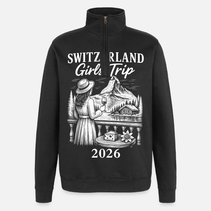 Schweiz Mädels Trip 2026 - Quarter-Zip-Sweatshirt - Schwarz