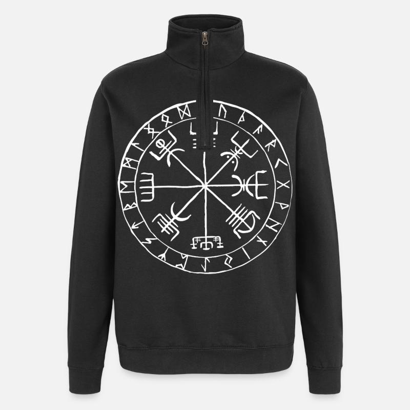 Vegvísir Runen Kompass Wikinger Symbol Design - Quarter-Zip-Sweatshirt - Schwarz