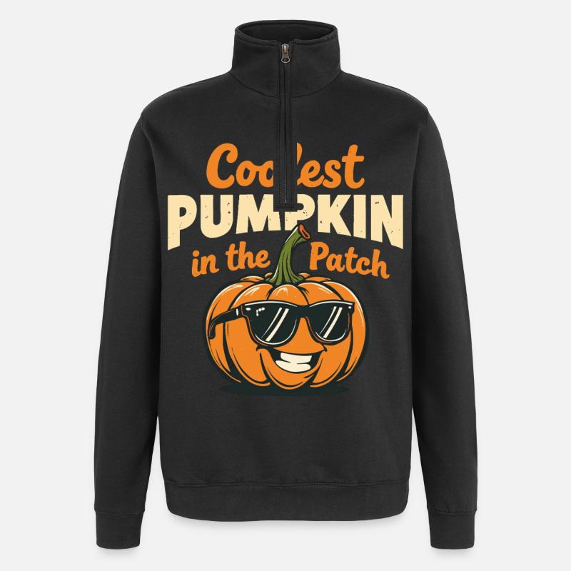 Der coolste Kürbis im Patch - Quarter-Zip-Sweatshirt - Schwarz
