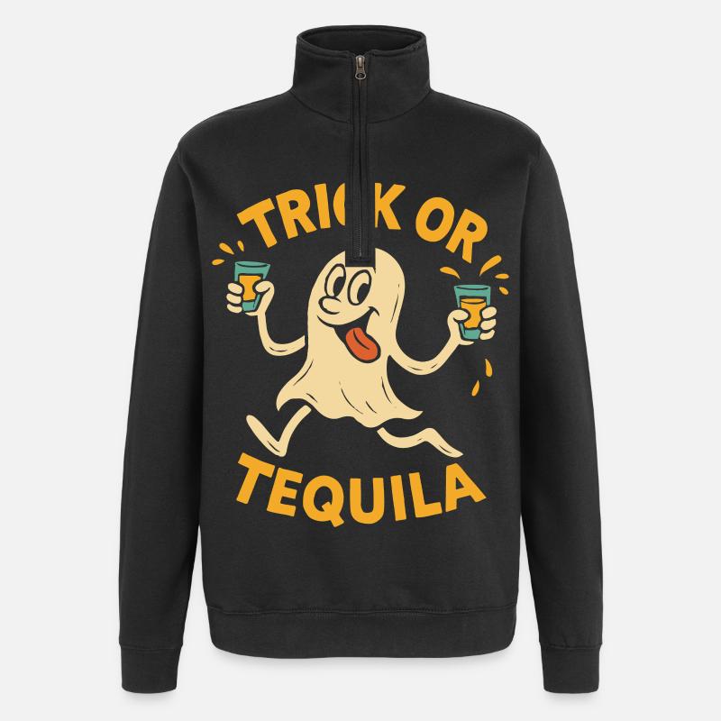 Trick Or Tequila Lustiger Halloween-Spruch - Quarter-Zip-Sweatshirt - Schwarz