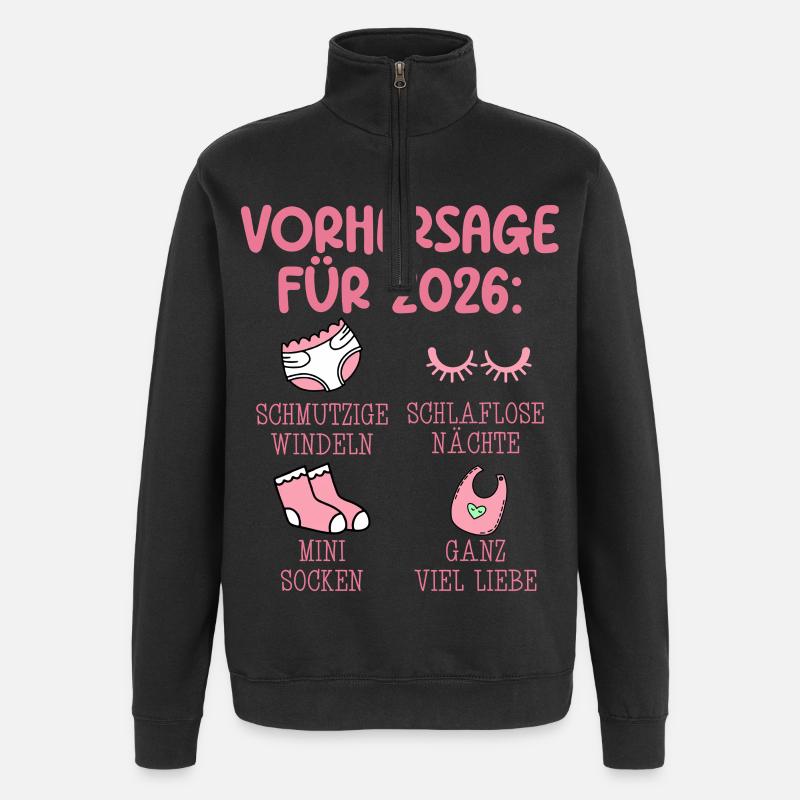 Werdende Mutter 2026 VORHERSAGE Lustiges - Quarter-Zip-Sweatshirt - Schwarz