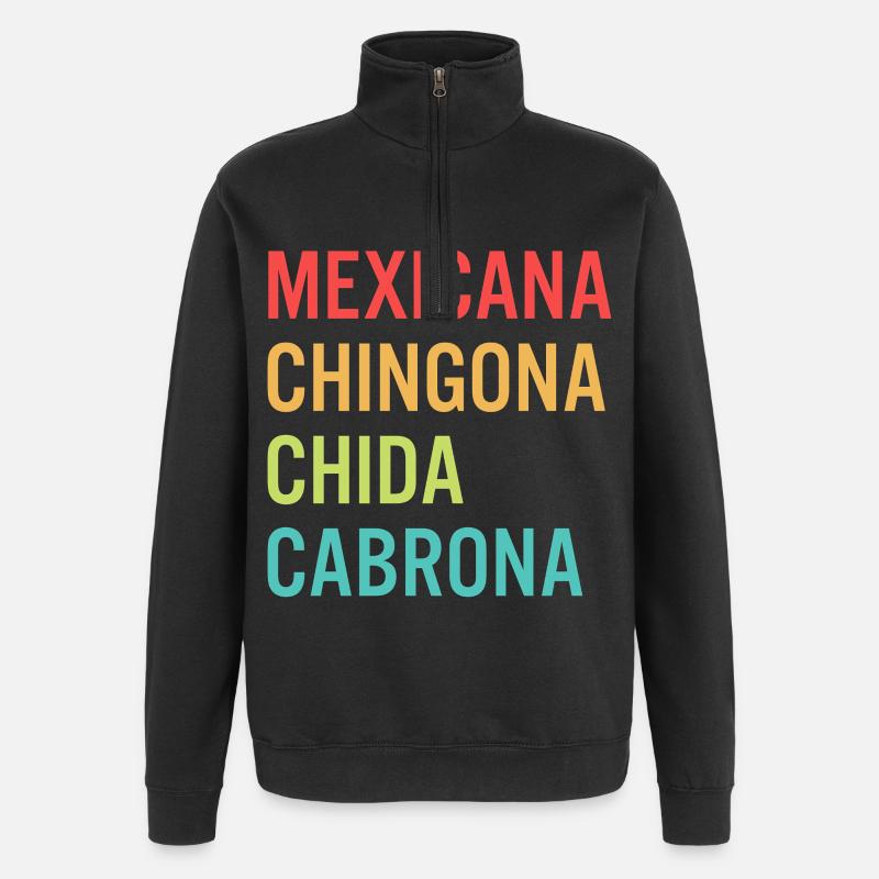 Mexicana Chingona Cabrona Orgullo - Sweat à zip 1/4 - noir