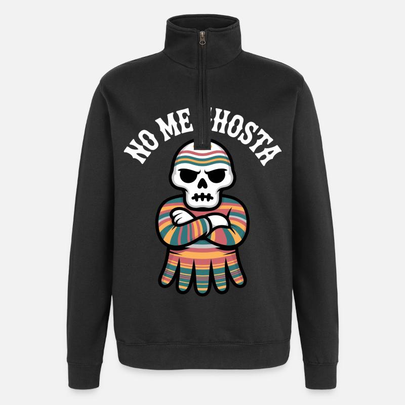 No Me Gusta Calavera Poncho - Quarter-Zip Sweatshirt - black
