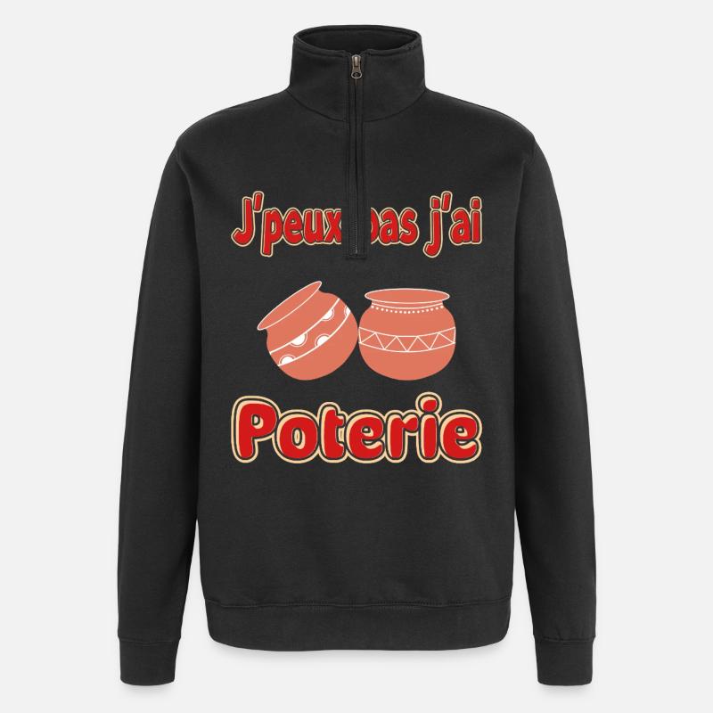 I can't I have pottery - Quarter-Zip Sweatshirt - black