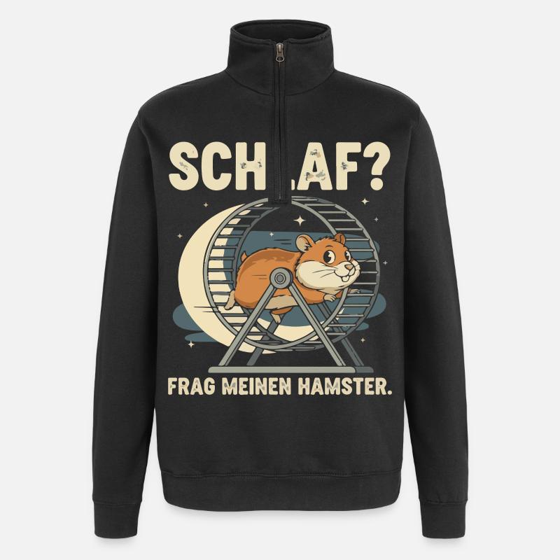 Sleep? Ask my hamster - Quarter-Zip Sweatshirt - black