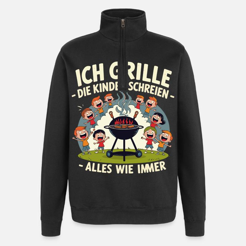 I'm barbecuing – kids screaming fun - Quarter-Zip Sweatshirt - black