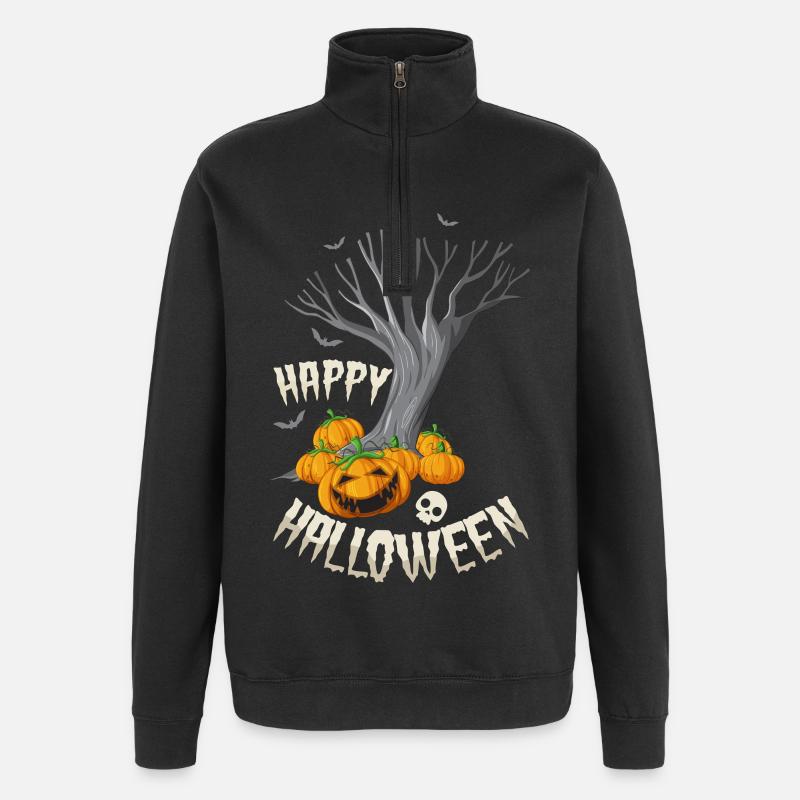 Ferme des citrouilles d’Halloween - Sweat à zip 1/4 - noir