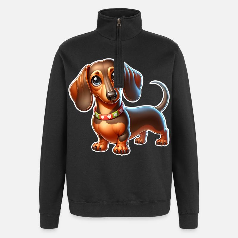 Teckel - Sweat à zip 1/4 - noir