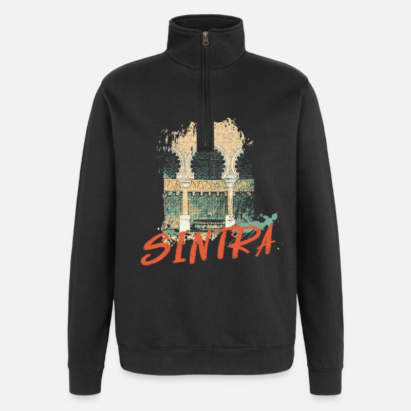 Moorish Architecture Sintra illustration - Quarter-Zip Sweatshirt - black