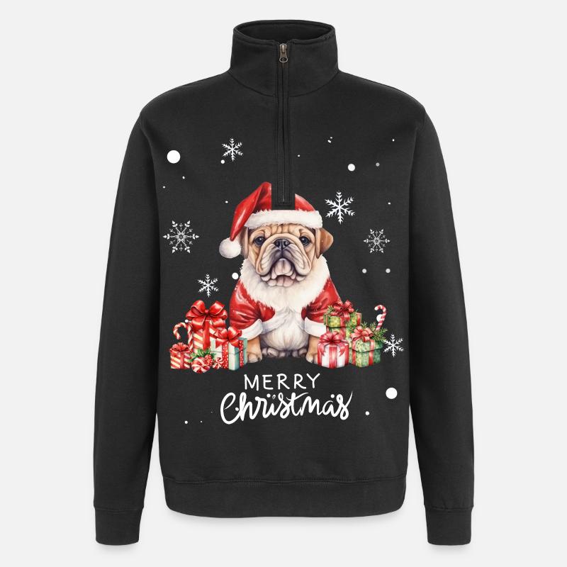 Hunde-Weihnachten - Quarter-Zip-Sweatshirt - Schwarz