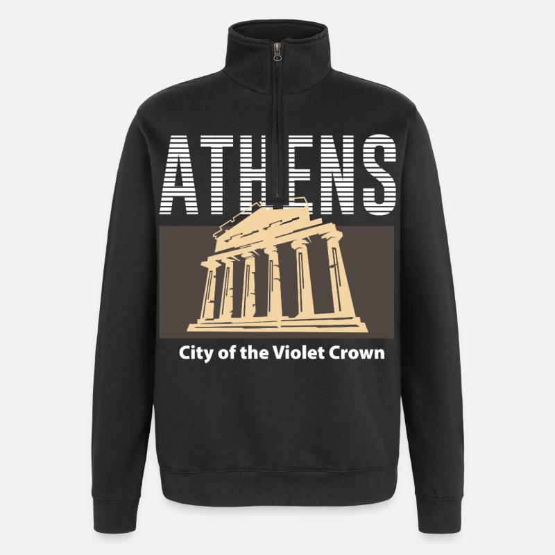Athen, Stadt der Violetten Krone - Quarter-Zip-Sweatshirt - Schwarz
