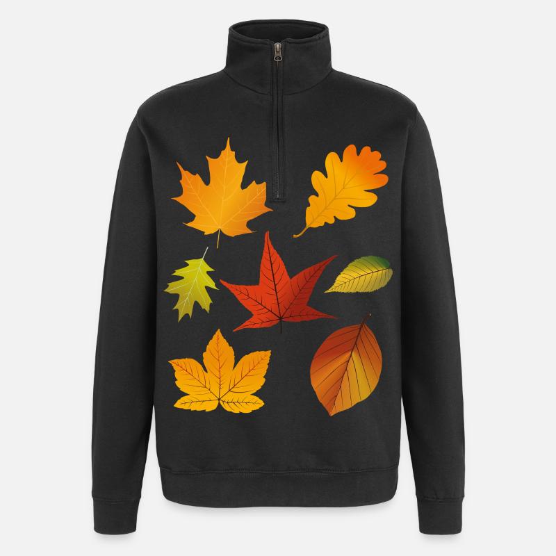 Feuilles d’automne - Sweat à zip 1/4 - noir