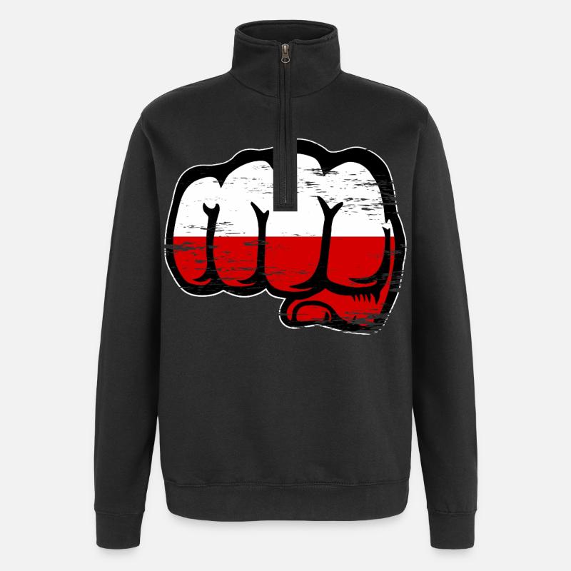 Polen Flagge Faust used - Quarter-Zip-Sweatshirt - Schwarz
