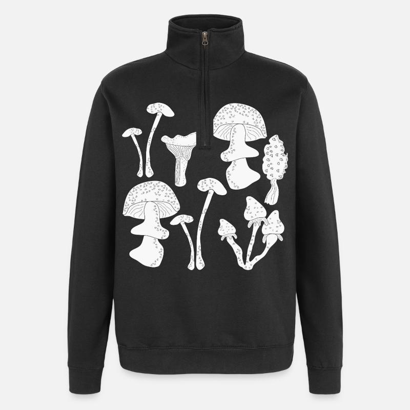 Cueillette de champignons en automne - Sweat à zip 1/4 - noir