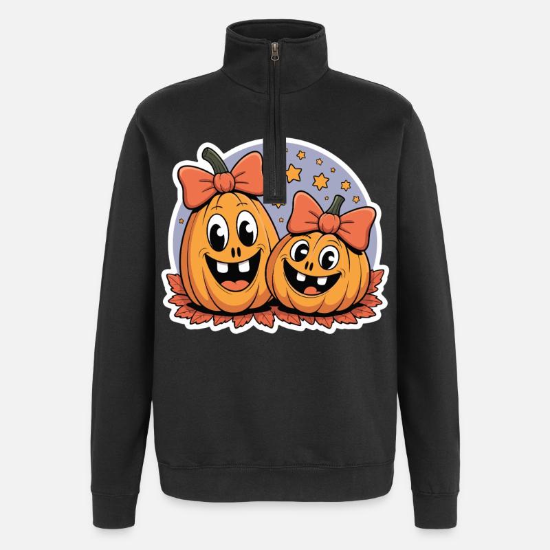 Joyeux amis citrouilles Halloween - Sweat à zip 1/4 - noir