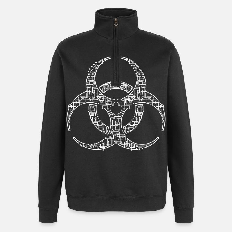 Biohazard Warning Shirt – Edgy Design - Quarter-Zip Sweatshirt - black