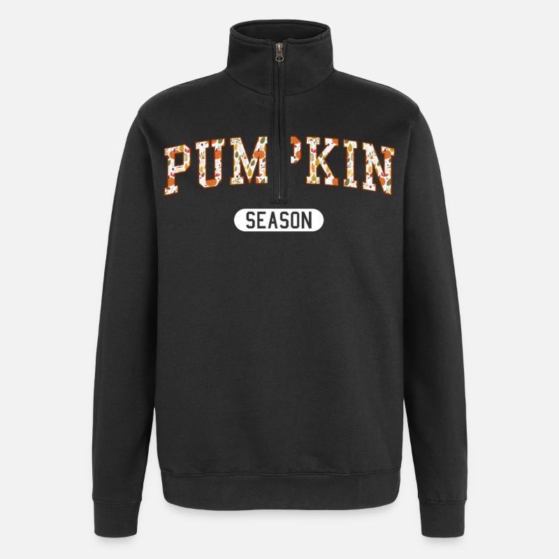 Saison des citrouilles - Graphique d’automne - Sweat à zip 1/4 - noir