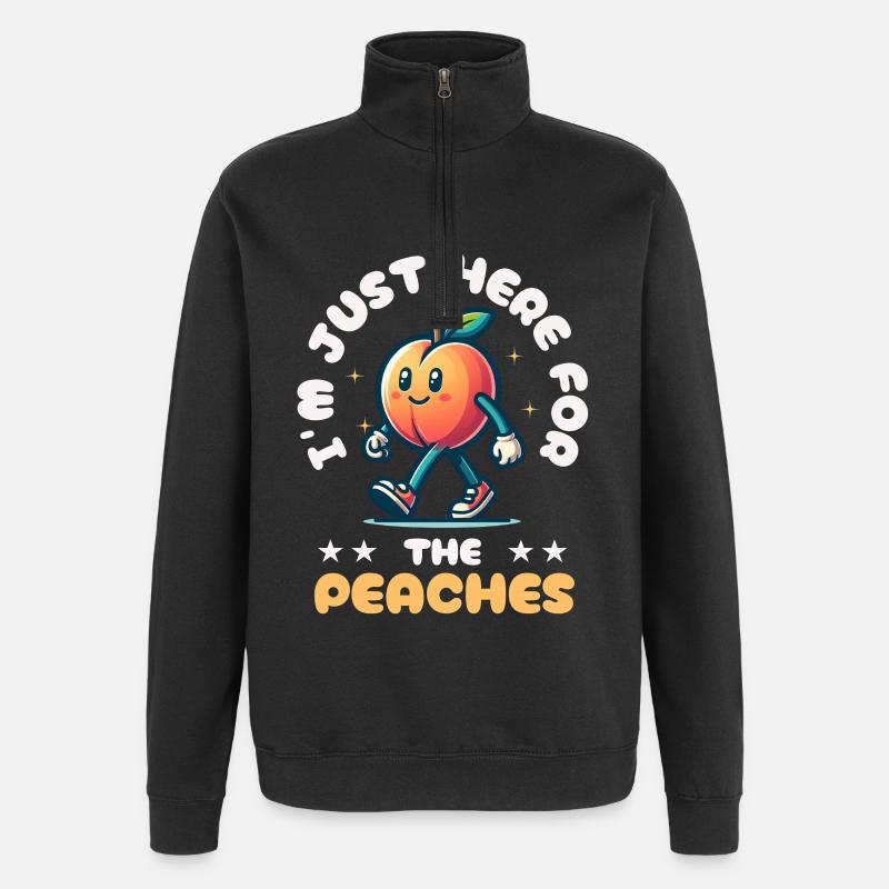 Pfirsich Sommerfrucht Pfirsiche Fruchtgenuss - Quarter-Zip-Sweatshirt - Schwarz