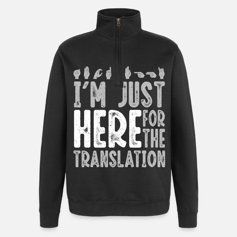 ASL Sign Language Interpreter - Quarter-Zip Sweatshirt - black