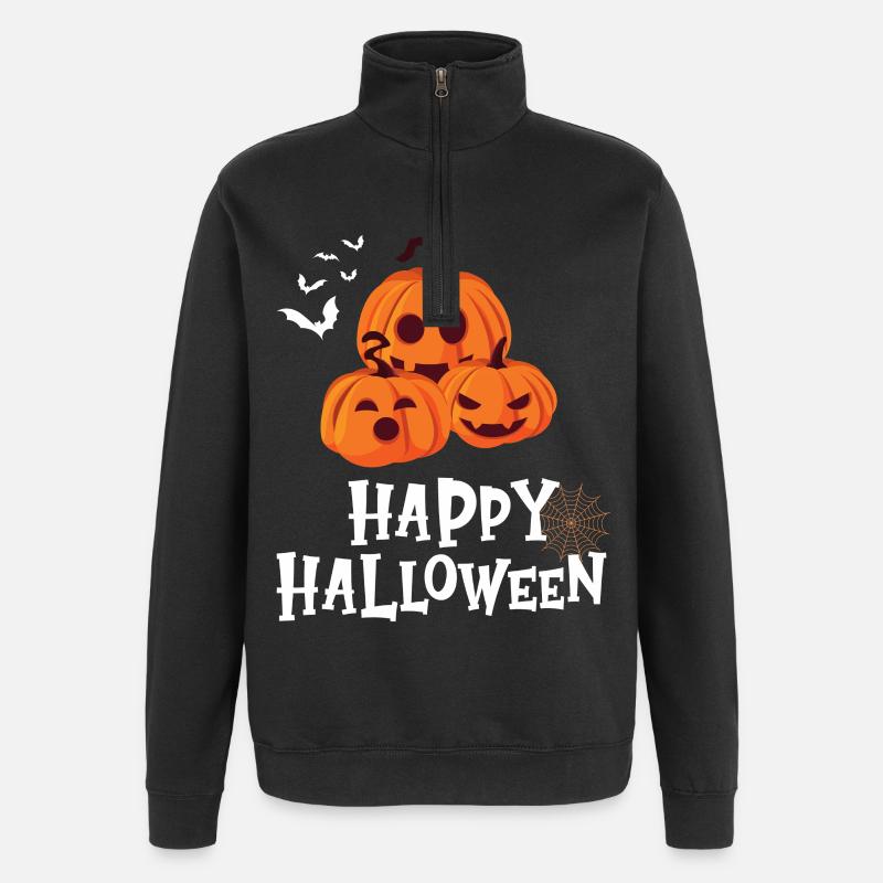 Citrouille amicale - Joyeux Halloween - Sweat à zip 1/4 - noir